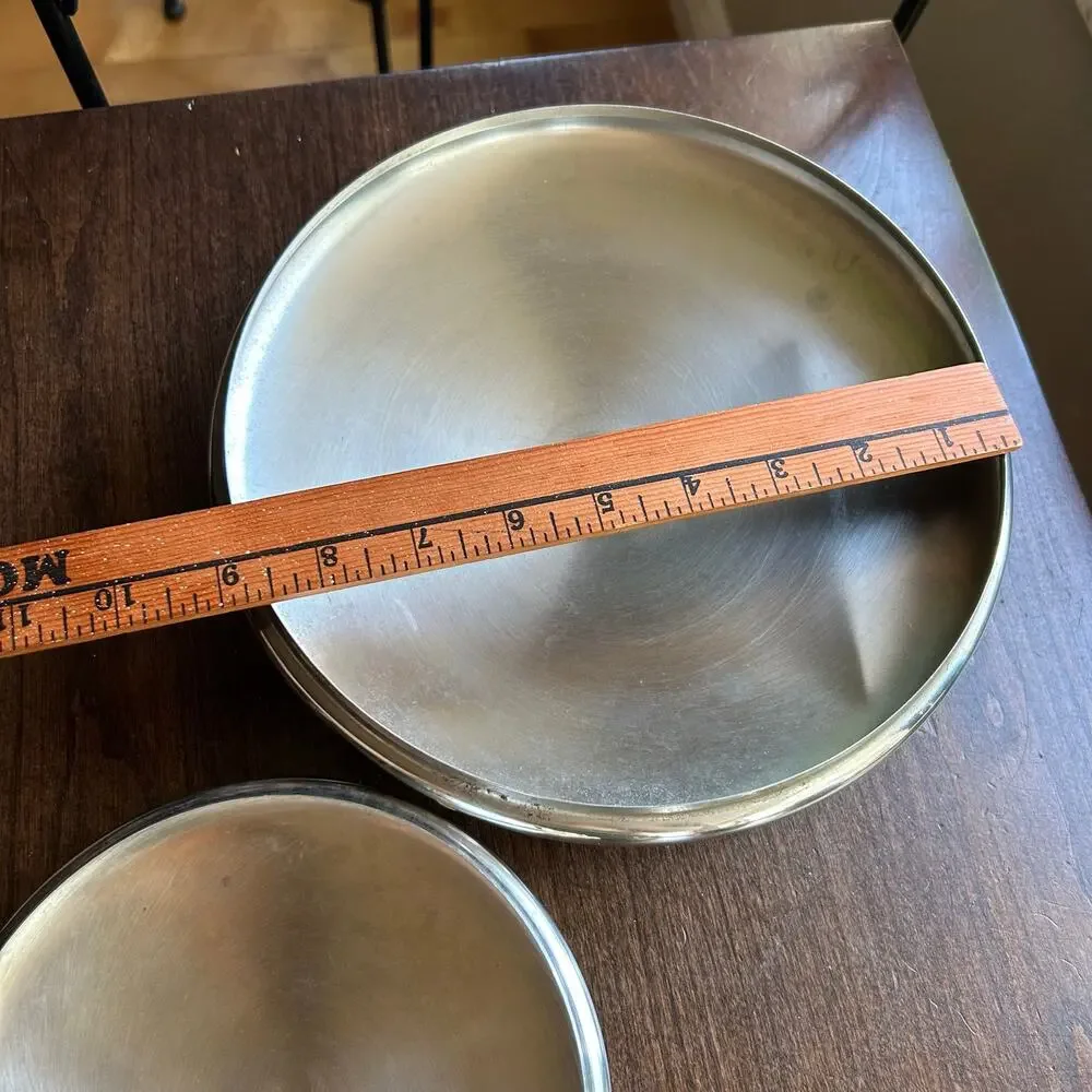 vintage Revere Ware stainless steel lid 8.5” & 6”